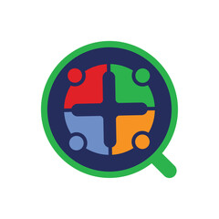 Abstract Graphic of People in a Magnifying Glass