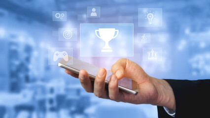 Achievement and success concept representing goal accomplishment, motivation, performance,...