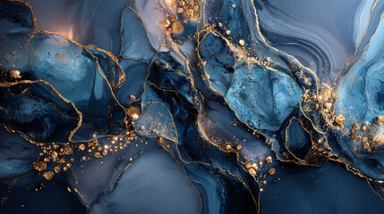 Fototapeta premium Beautiful abstract background. Dark blue mixed acrylic paints. Marble texture. Contemporary art.