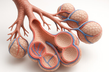 Lung Alveoli Structure: Illustration of Human Respiratory System, Diagram - Illustration