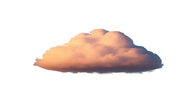 A large, soft, peach-colored cumulus cloud against a black background.  Its edges are slightly pixelated