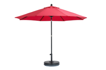 Red patio umbrella isolated on transparent background
