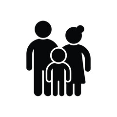 Simple black silhouette icon of a family