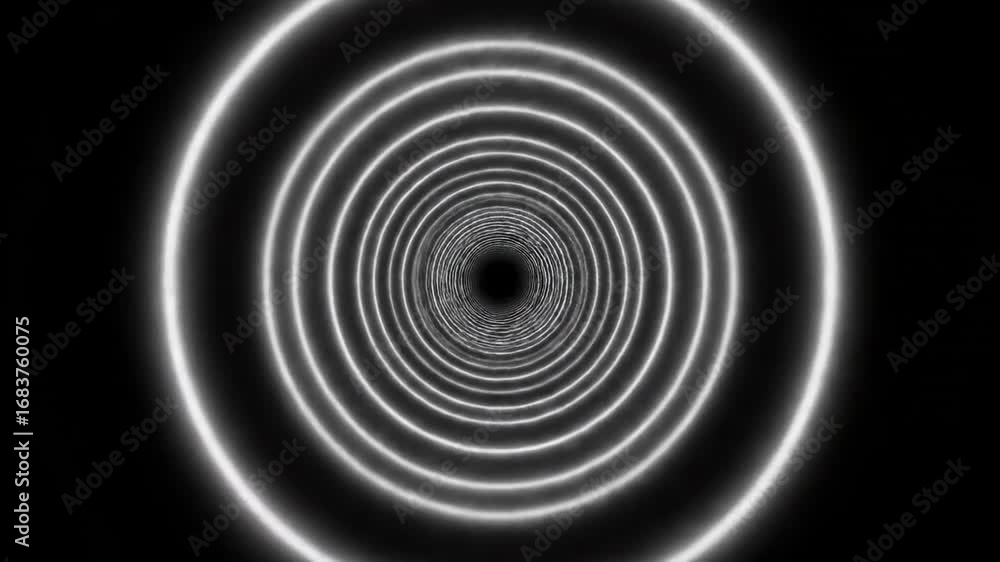 Aufkleber infinite tunnel of white concentric circles - abstract background featuring bright white concentric 