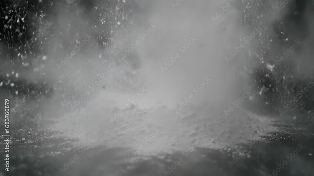 Aufkleber white powder explosion abstract shapes - white powder explodes against a black background, creating 