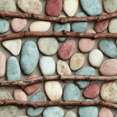 close up of a pile of old wooden buttons