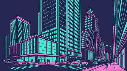 city skyline in night