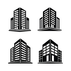 Obraz premium Modern Office Building Icons A Collection of Architectural Vector Designs