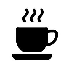 Vector art of a steaming cup of coffee on a saucer
