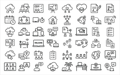Business and technology icons for digital transformation and online learning