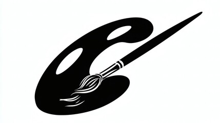 Simple black and white palette and brush