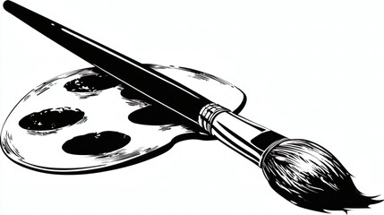 Simple black and white palette and brush