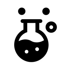 Vector art of round bottom flask with liquid and bubbles