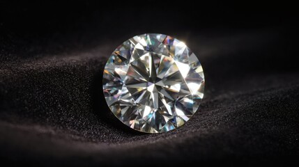 Sparkling round diamond on dark velvet