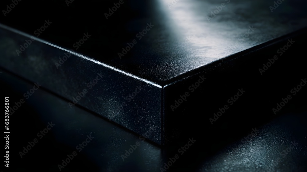 Poster sleek dark metallic surface with subtle light reflections creating a modern and sophisticated backdr
