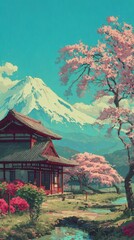 Springtime Japanese landscape