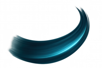 Blue brush stroke glowing with artistic energy, creating luminous graphic effect against transparent background