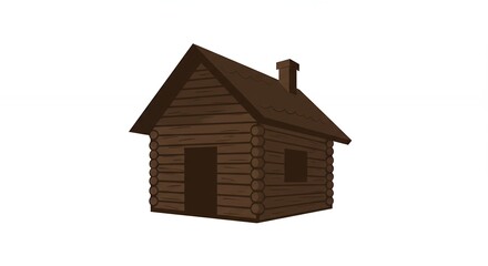 Dark brown log cabin illustration