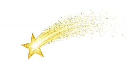 Golden star with sparkling trail