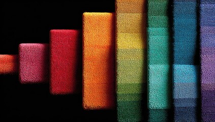Colorful rectangular blocks in a spectrum of hues