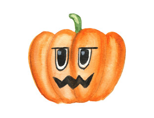 Adorable kawaii pumpkin character, perfect for Halloween decorations and kids designs.