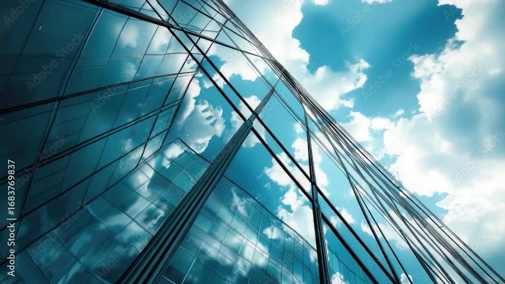 Poster a high-rise building with numerous windows and a modern design, suitable for use in cityscape or arc