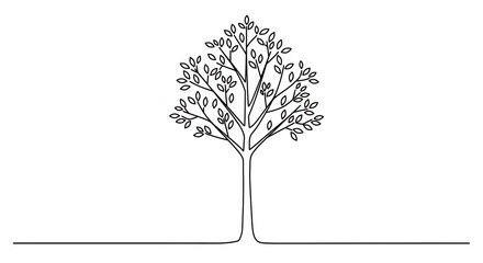 Single line drawing tree illustration