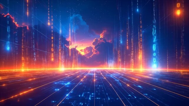 Digital skyway technology illustration
