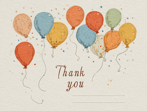 Colorful balloons with a heartfelt thank you message on a textured background for special occasions and celebrations - Powered by Adobe