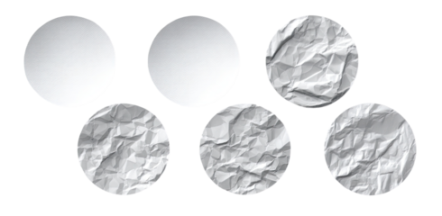 Circular shapes; some smooth, some wrinkled