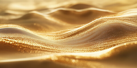 Abstract Golden Glitter Waves with Bokeh