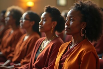 African-American Group Participating in Meditation Ceremony