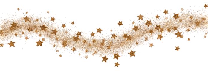 Abstract design, light brown/beige, with numerous small star-like shapes scattered throughout, forming a long, flowing, ribbon-like pattern