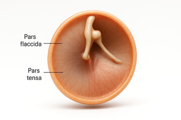 Human Eardrum Anatomy with Pars Flaccida and Pars Tensa Labeled, Illustration