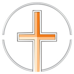 Obraz premium Orange Christian Cross Symbol Framed in a Circle Religious Icon