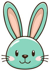 Obraz premium Sweet playful teal bunny character head illustration perfect for kids designs
