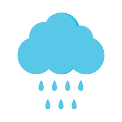 Rain cloud with raindrops vector on white background.