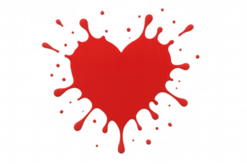 Red paint splashing forming heart shape against transparent surface, representing romantic emotion, passion-driven design capturing love's essence