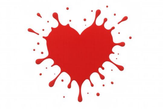 Red paint splashing forming heart shape against transparent surface, representing romantic emotion, passion-driven design capturing love's essence
