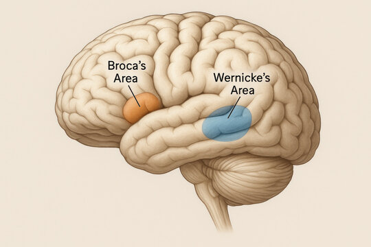 Brain Anatomy: Broca's and Wernicke's Areas - Illustration