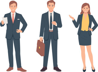 Businessman and Businesswoman Character Set Vector on white background