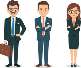 Businessman and Businesswoman Character Set Vector on white background