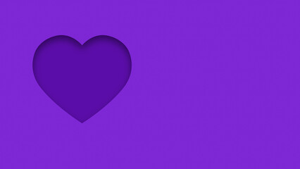 Purple, violet textured canvas background with heart shape cutout