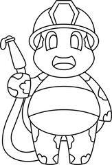 Turtle Firefighter Fire hose Fire department Animal ector Graphic Art Illustraion