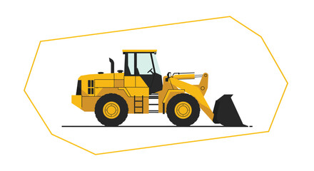 A yellow bulldozer isolated on white background, a powerful earthmoving machine used in construction and mining, showcasing its robust design and functionality