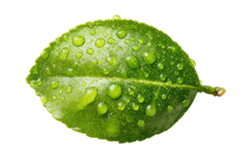 Close-up of a vibrant green leaf, glistening with water droplets