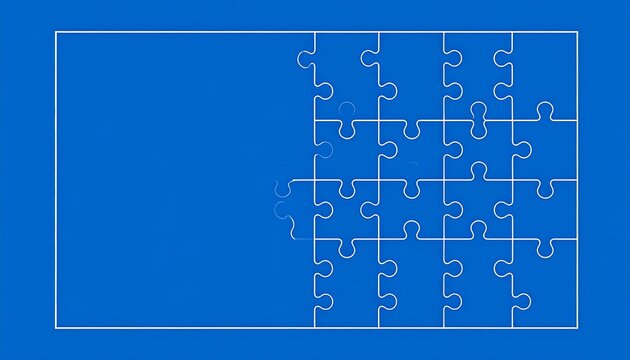 Puzzle pieces on a blue background