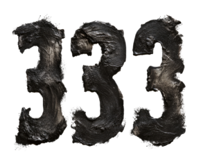 Dark, textured, stylized number 333