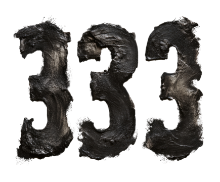 Dark, textured, stylized number 333