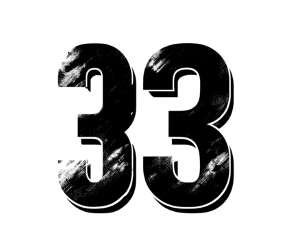 Dark, textured, stylized number 30